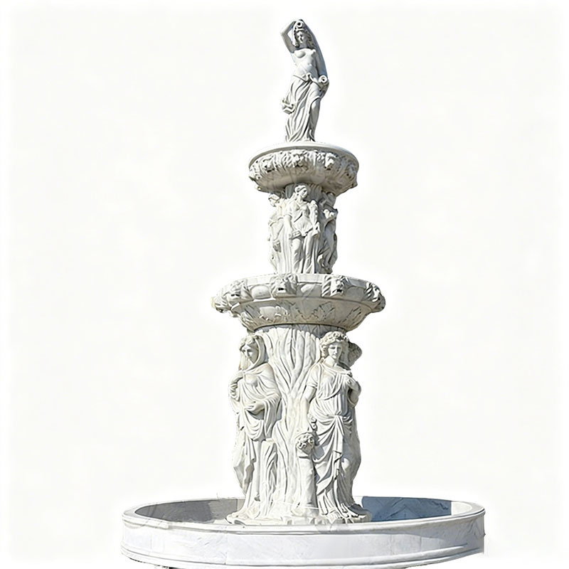 large marble outdoor water fountain
