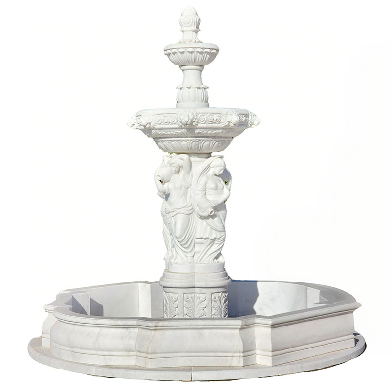 Marmorstatue einer Frau, Wasserbrunnen