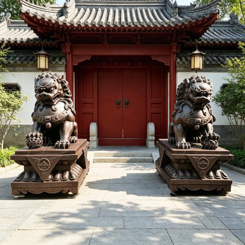 Antique Bronze Foo Dogs