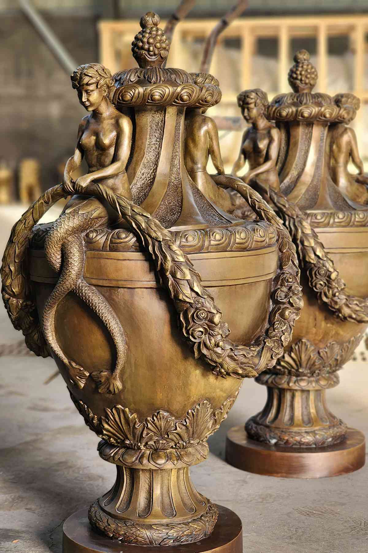 vivid Bronze Mermaid Urns 