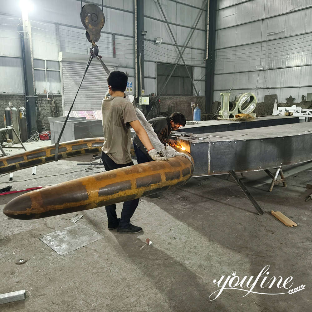 Large-Scale Corten Steel Sculpture in Production