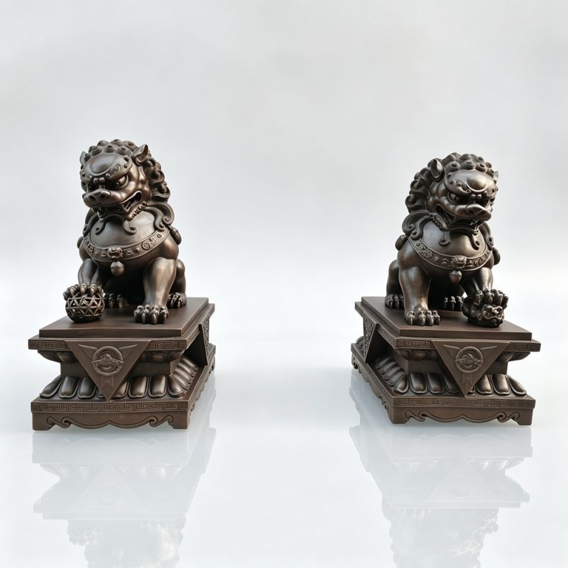 Life Size Antique Bronze Foo Dogs BAN-048