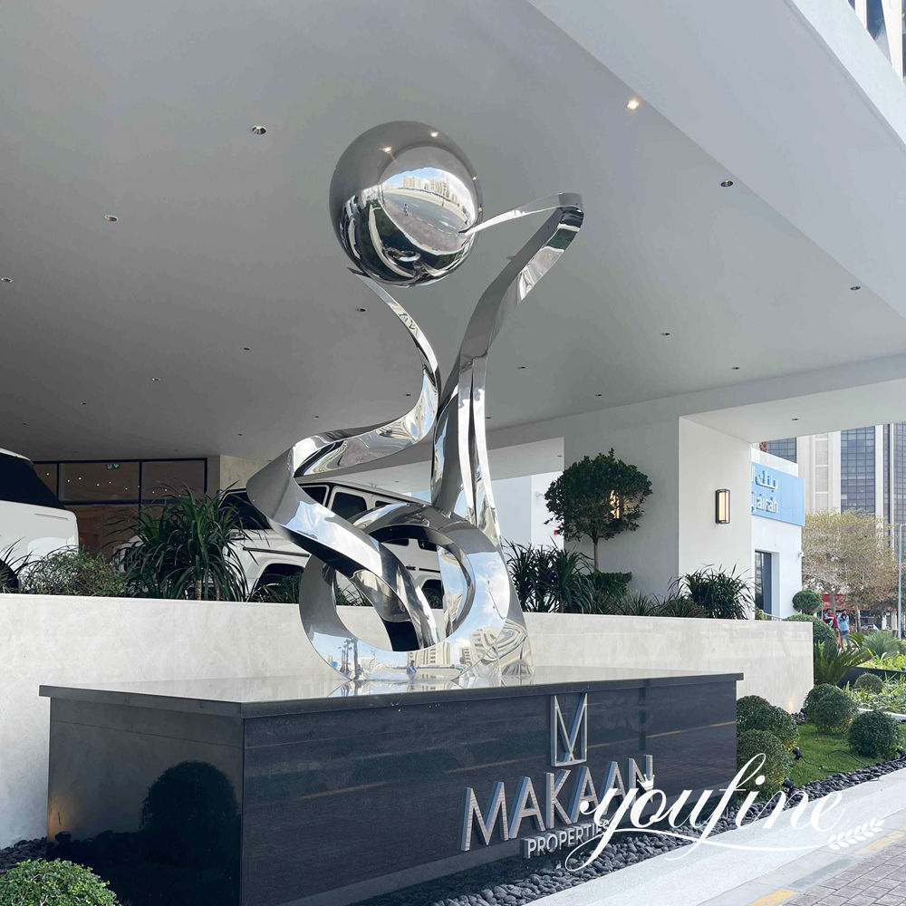 mirror polished stainless steel abstract sculpture