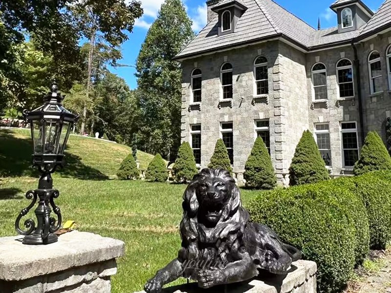 Lüks Daş Köşk Bağçası üçün Regal Yatmış Bürünc Aslan Heykəli