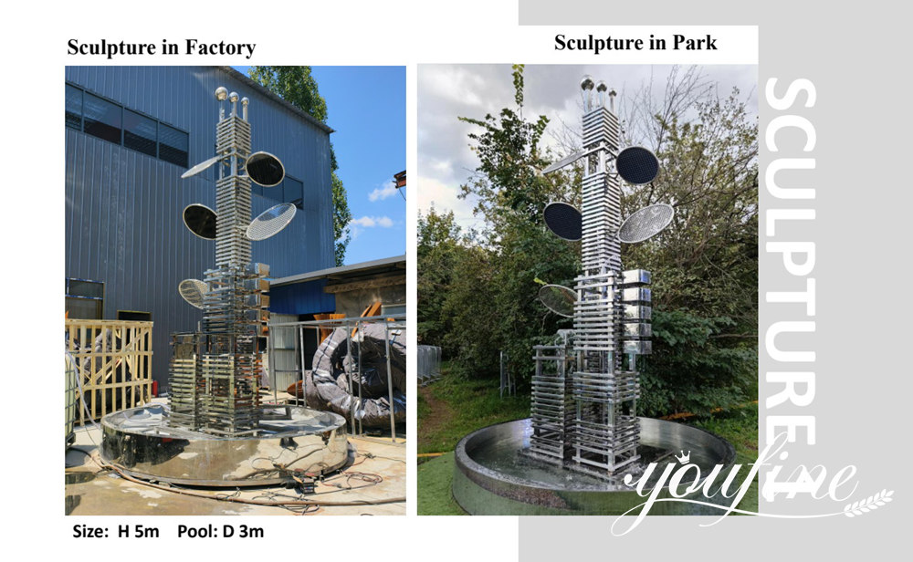Scultura di riferimento personalizzata in acciaio inossidabile per un progetto di parco.