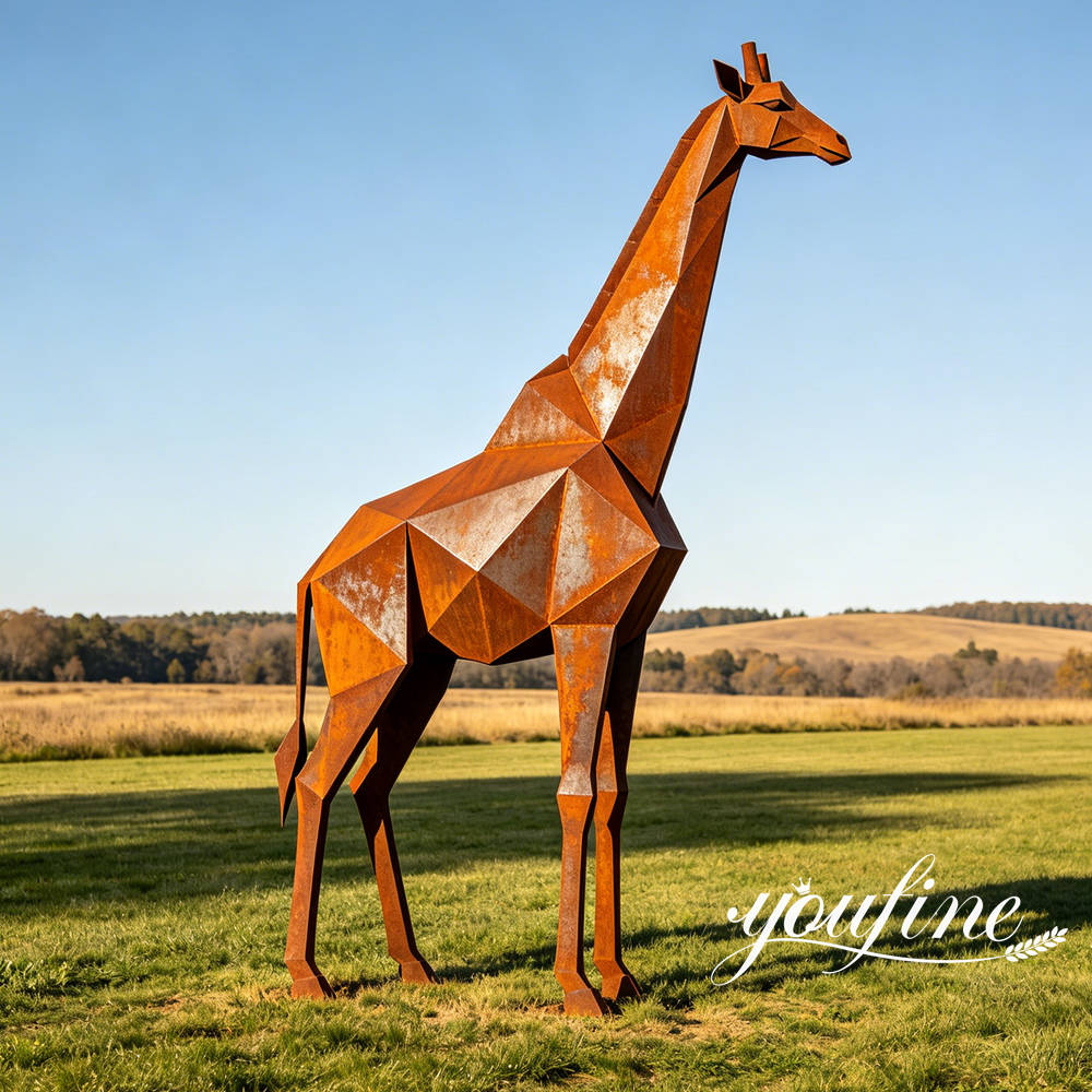 Large Corten Steel Giraffe Sculpture SCW-041