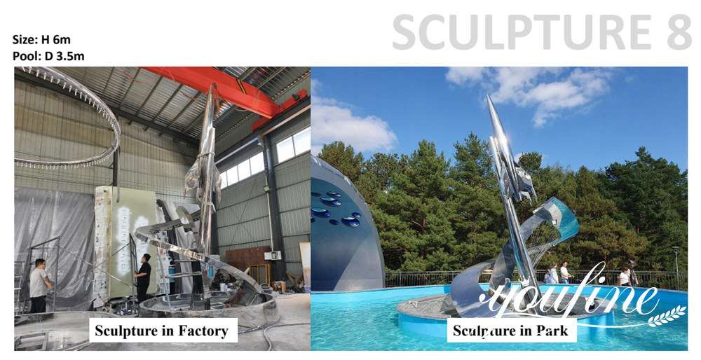 Grande scultura astratta in metallo, realizzata su misura, per un progetto di parco.