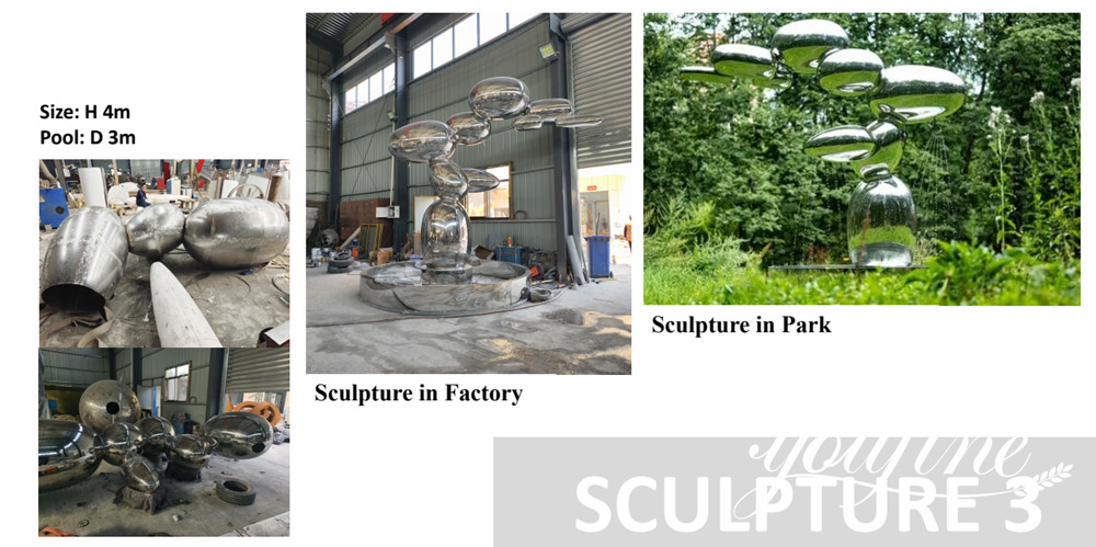 Grande scultura a forma di albero realizzata con ciottoli per un progetto di parco.