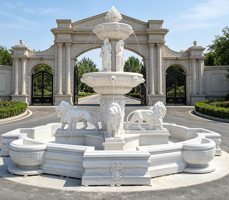marble animal lion fountain