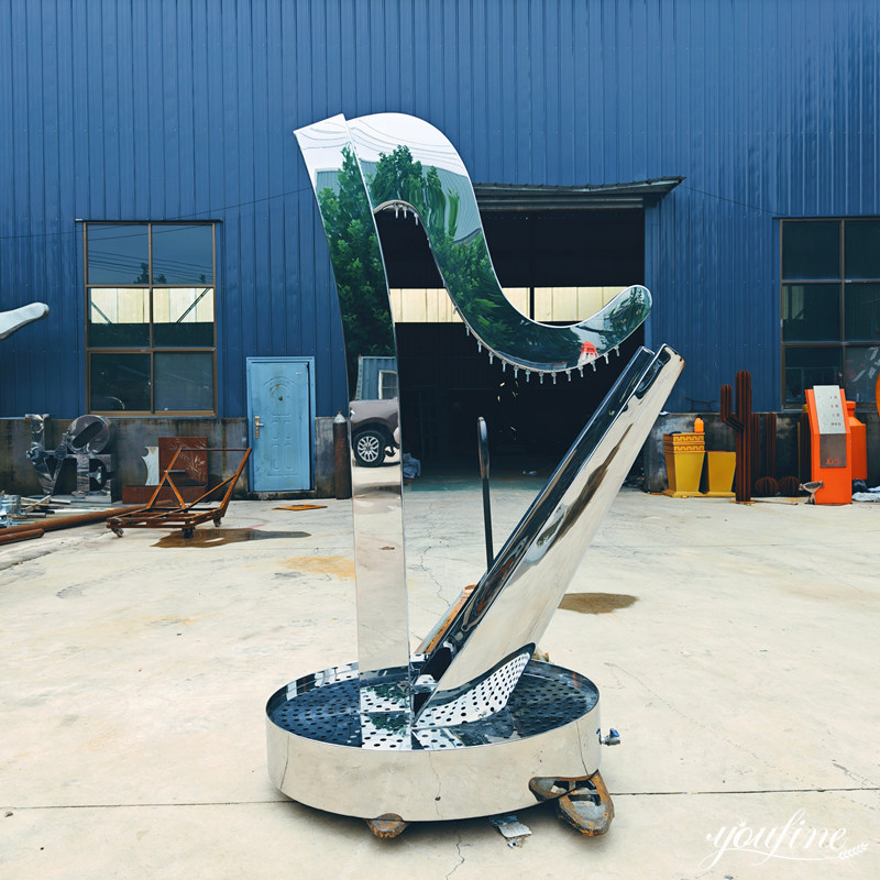 metal harp fountain sculpture