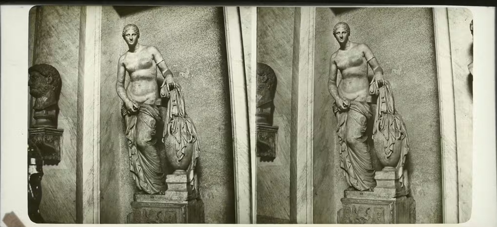 An 1860s slide of the Aphrodite statue on display in the Vatican