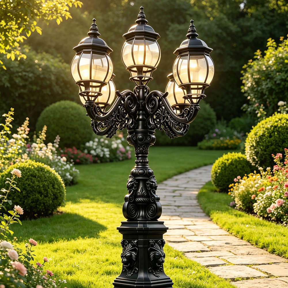 Black Cast Iron Lamp Post