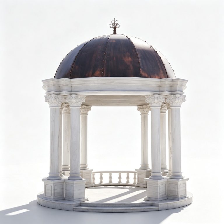 Grand White Garden Gazebo with Solid Metal Dome