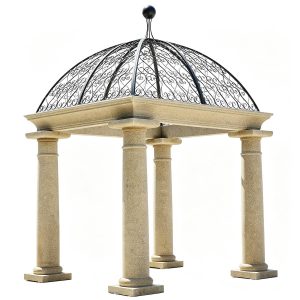 Luxury European Style Natural Stone Beige Gazebo with Iron Dome