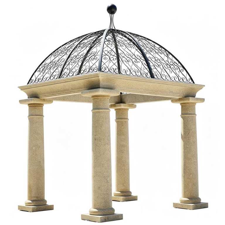 Luxury European Style Natural Stone Gazebo with Iron Dome