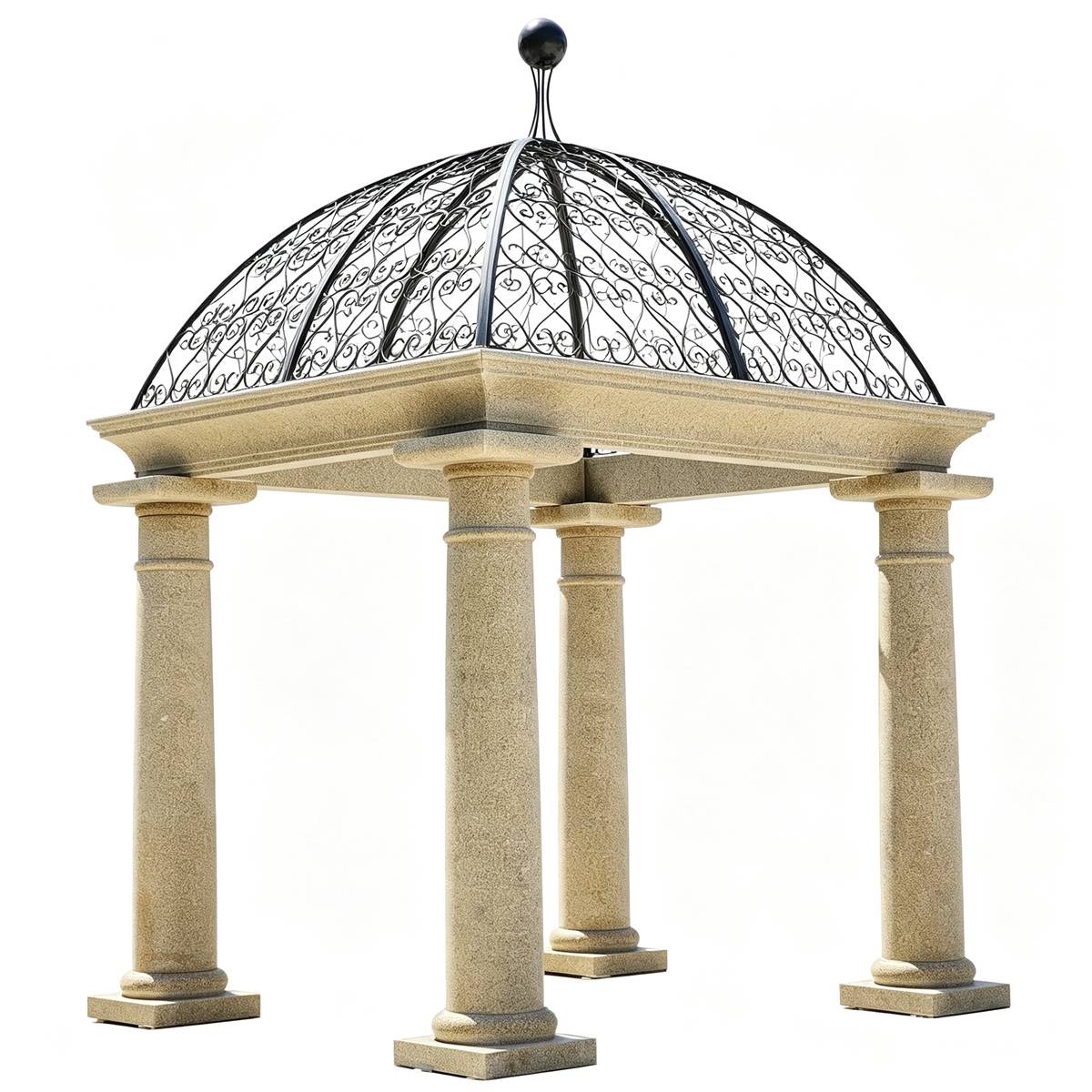 Luxury European Style Natural Stone Gazebo with Iron Dome