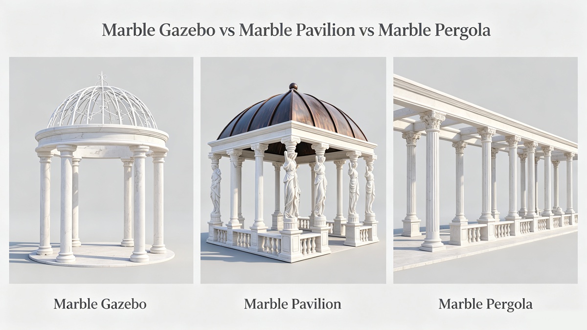 marble gazebo VS pavilion VS pergola