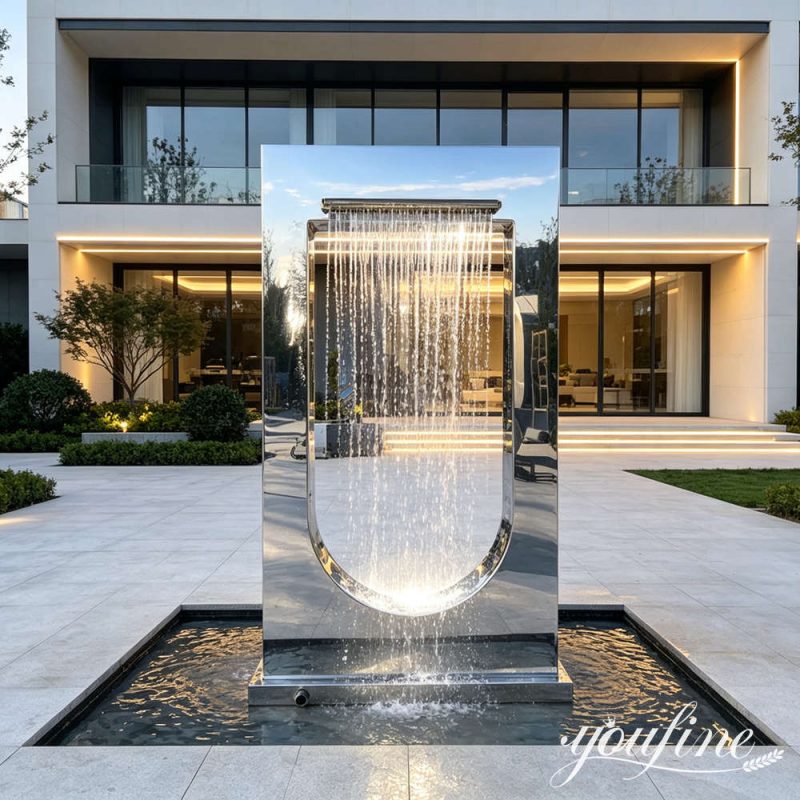 high polished stainless steel fountain sculpture