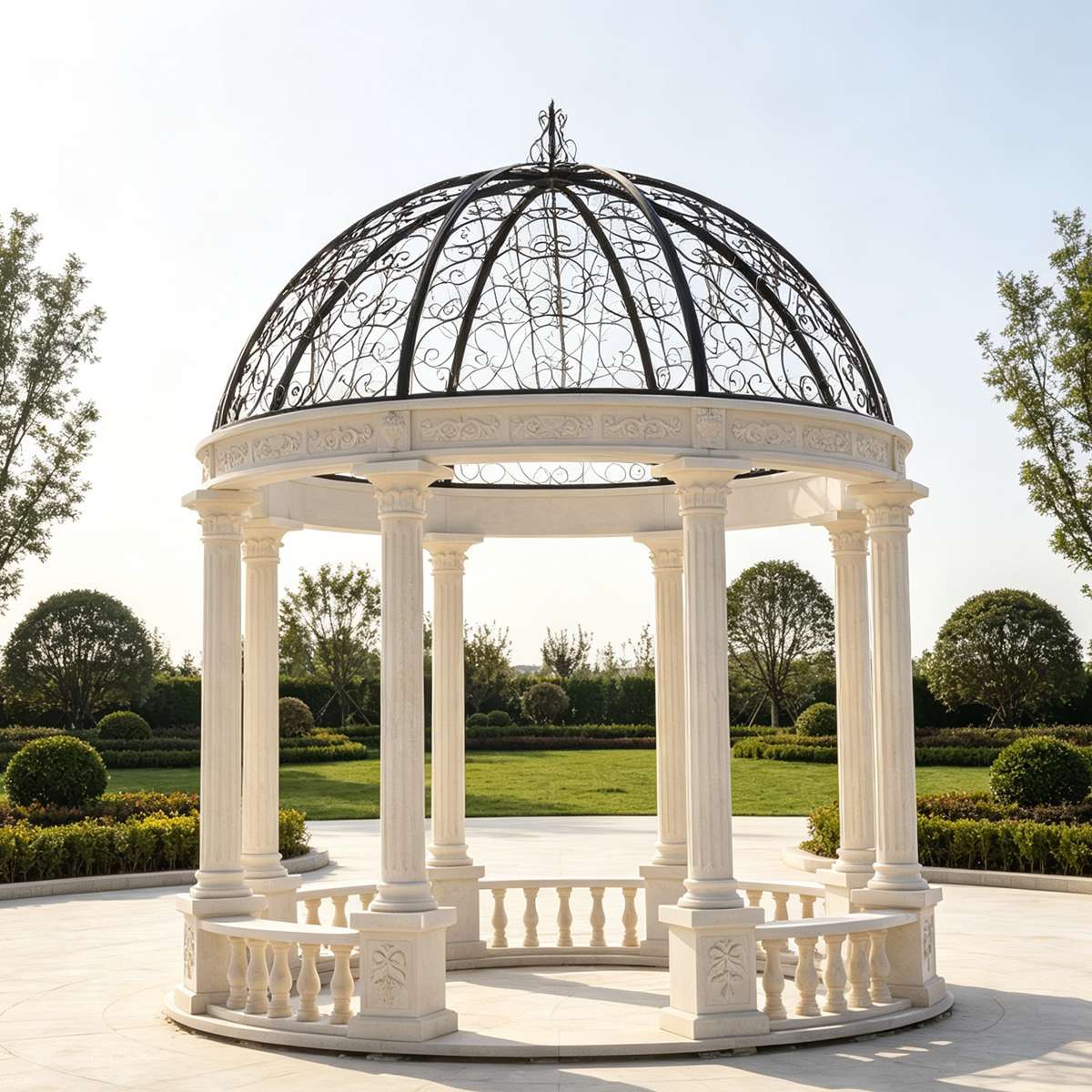 white outdoor marble gazebo