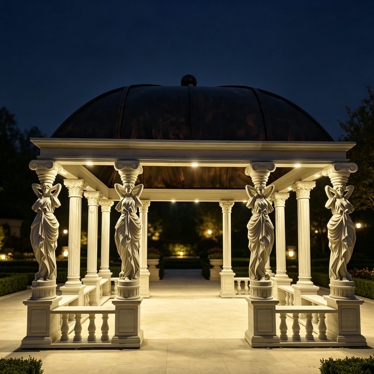 marble pavilion with lighting