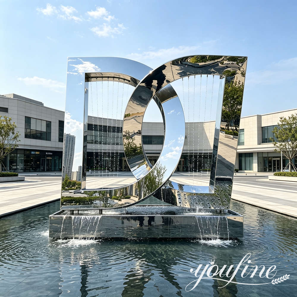 Stainless Steel Rain Curtain Letter Fountain Sculpture Stainless Steel Rain Curtain Letter Fountain Sculpture