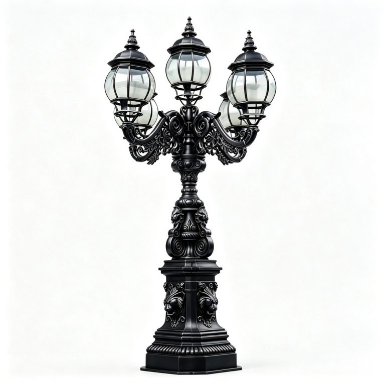 Vintage Black Cast Iron Lamp Post IOK-142