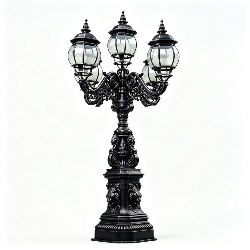 Vintage Black Cast Iron Lamp Post IOK-142
