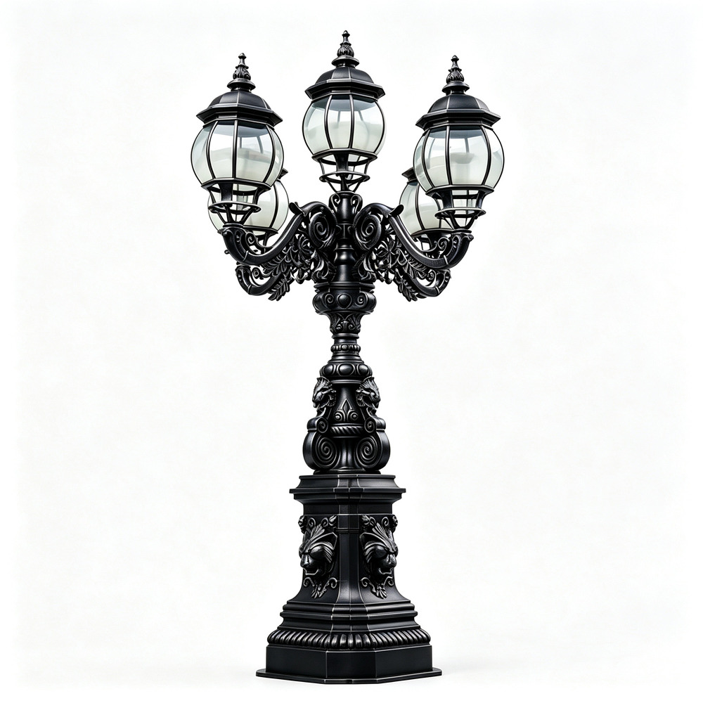 Vintage Black Cast Iron Lamp Post IOK-142