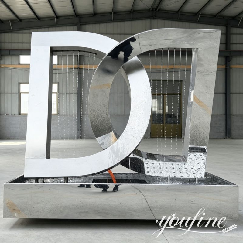water testing of metal water fountain sculpture