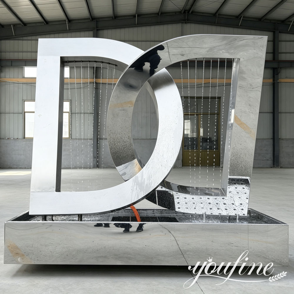 water testing of metal water fountain sculpture