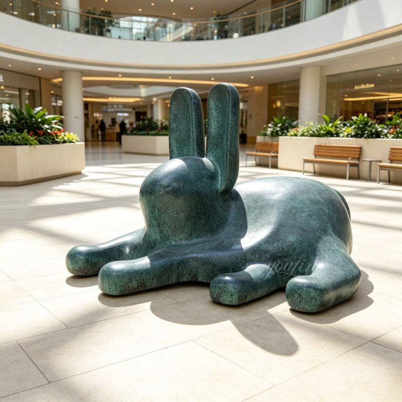 Resting Bronze Hare Statue
