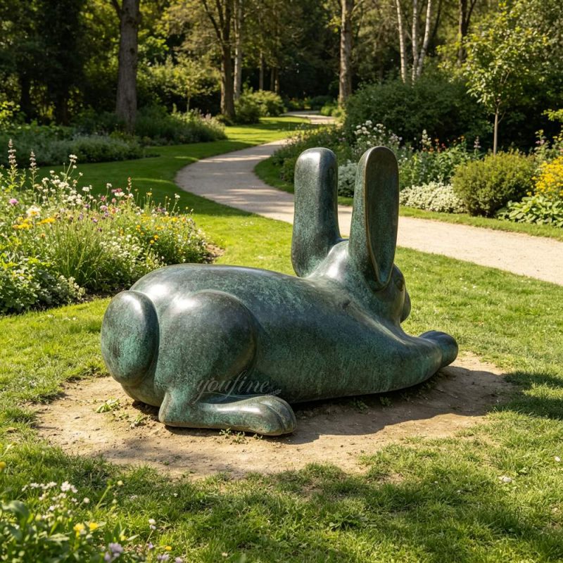 Stylized Bronze Hare Statue