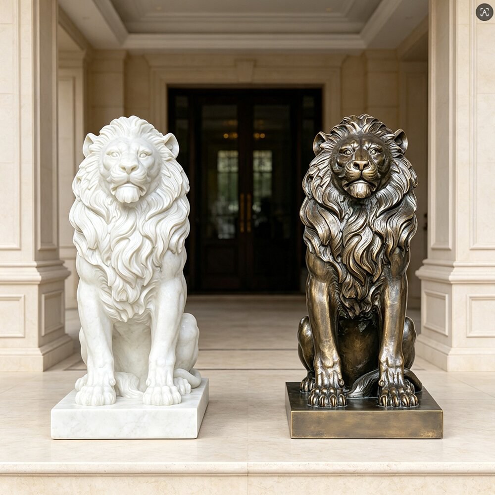 Marble vs. Bronze Lions: Which Is Best for Outdoor Entrances? Marble vs. Bronze Lions: Which Is Best for Outdoor Entrances?