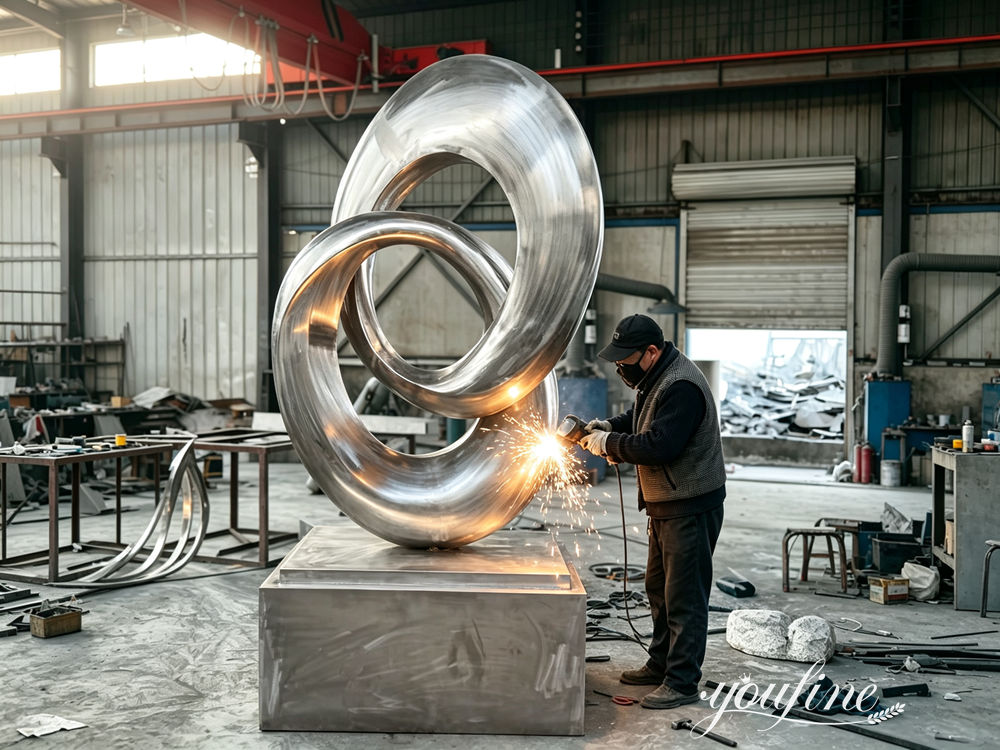 hand welding and polishing of stainless steel sculpture