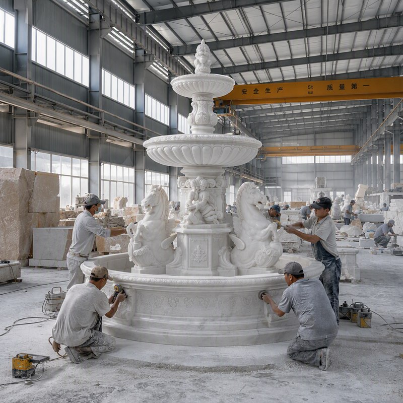 marble fountian in factory