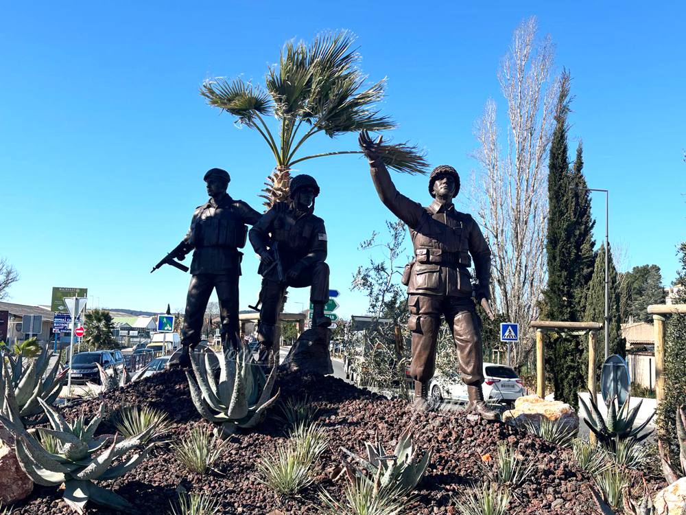 Allied liberation bronze memorial sculpture in Le Muy France