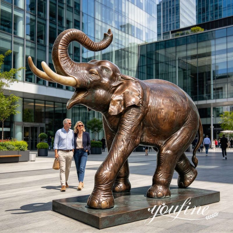 Asian Elephant Sculpture for outdoor square decor
