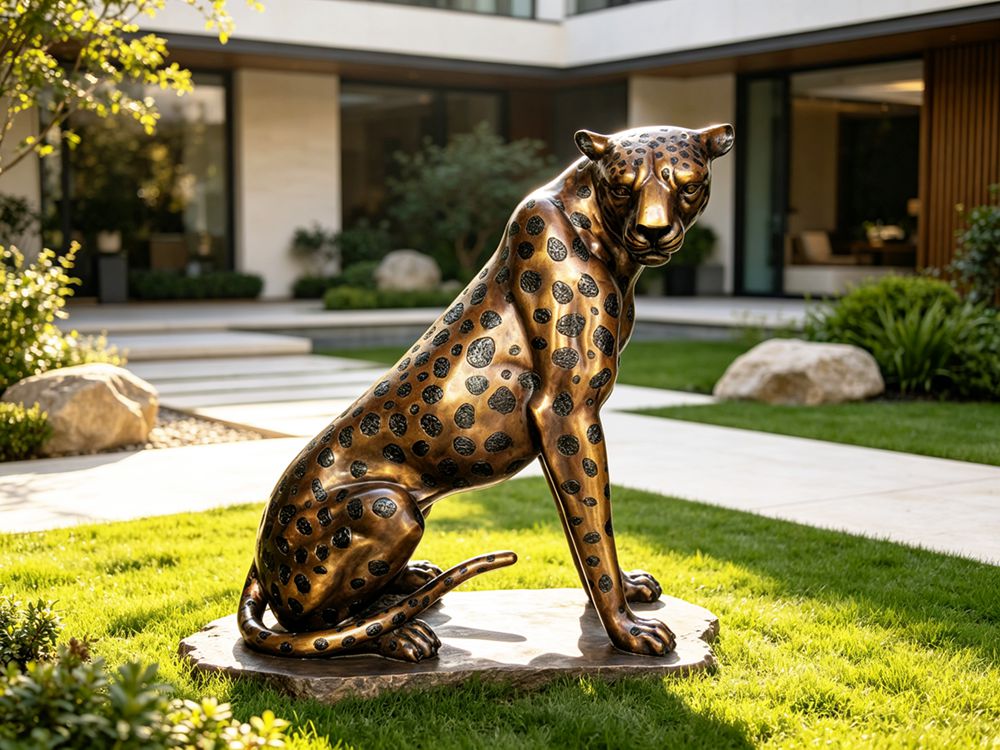 Bronze Leopard Statue