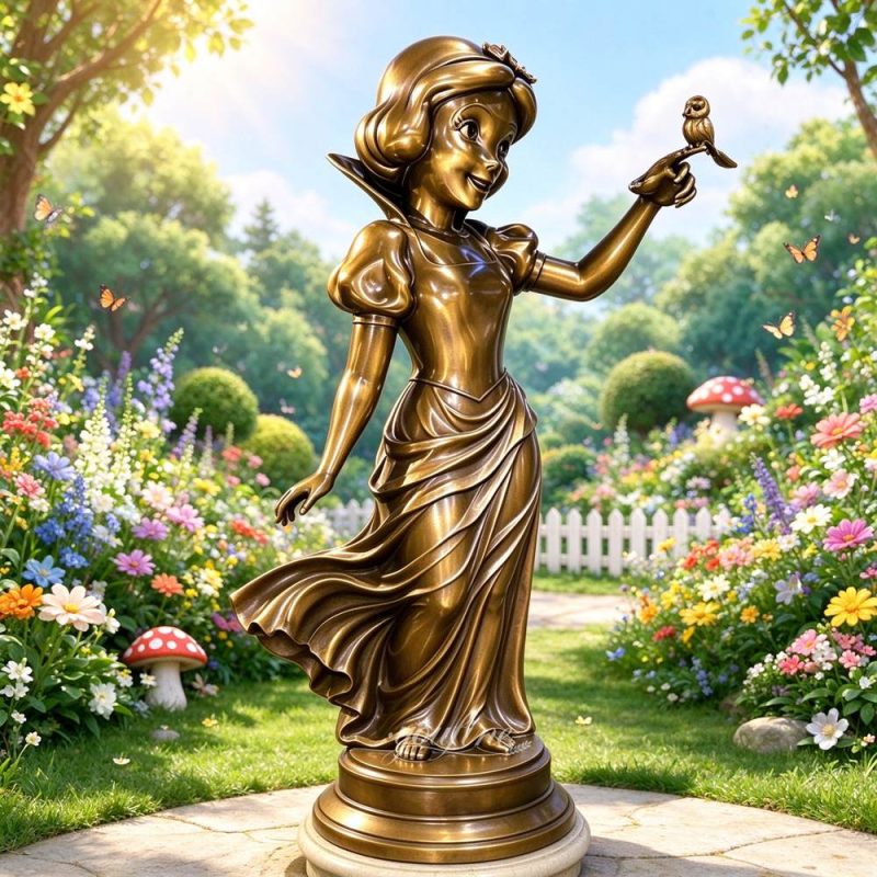 Bronze Snow White Sculpture Garden View