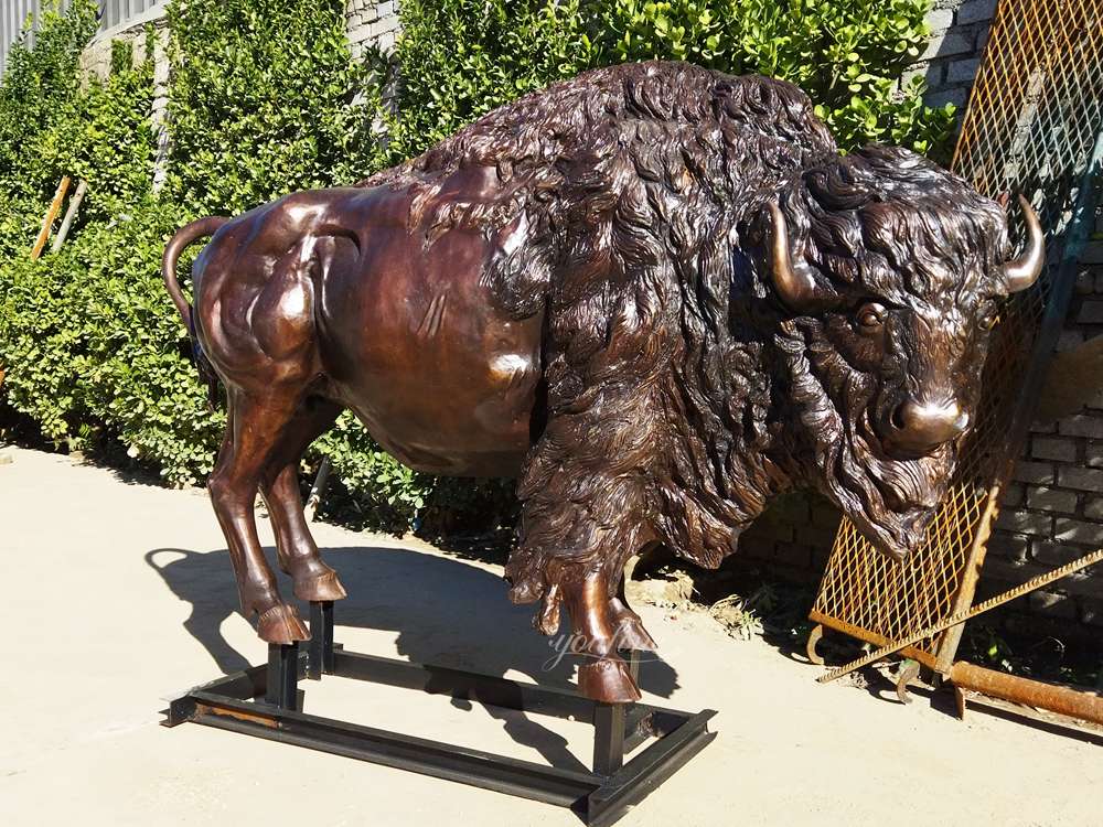 Custom bronze bison bull sculpture