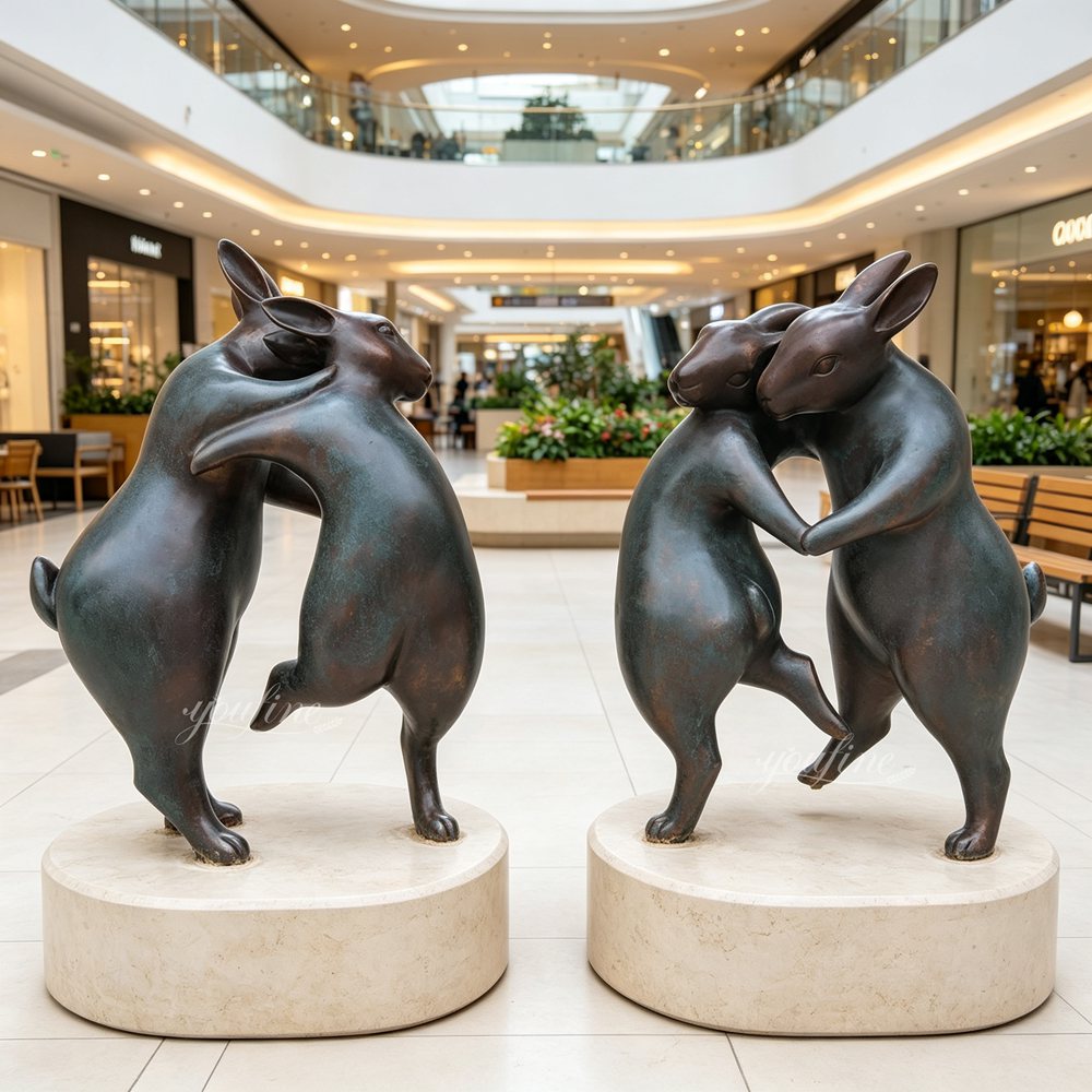 Dansende konijntjes standbeeld winkelcentrum decoratie