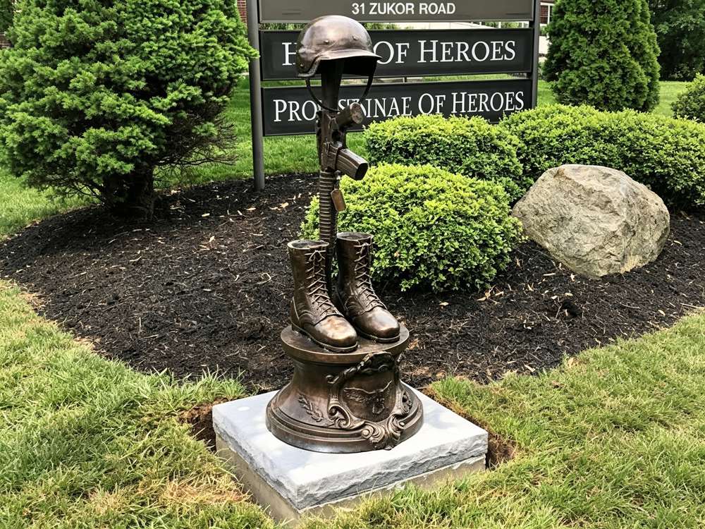 bronze fallen soldier battle cross memorial statue