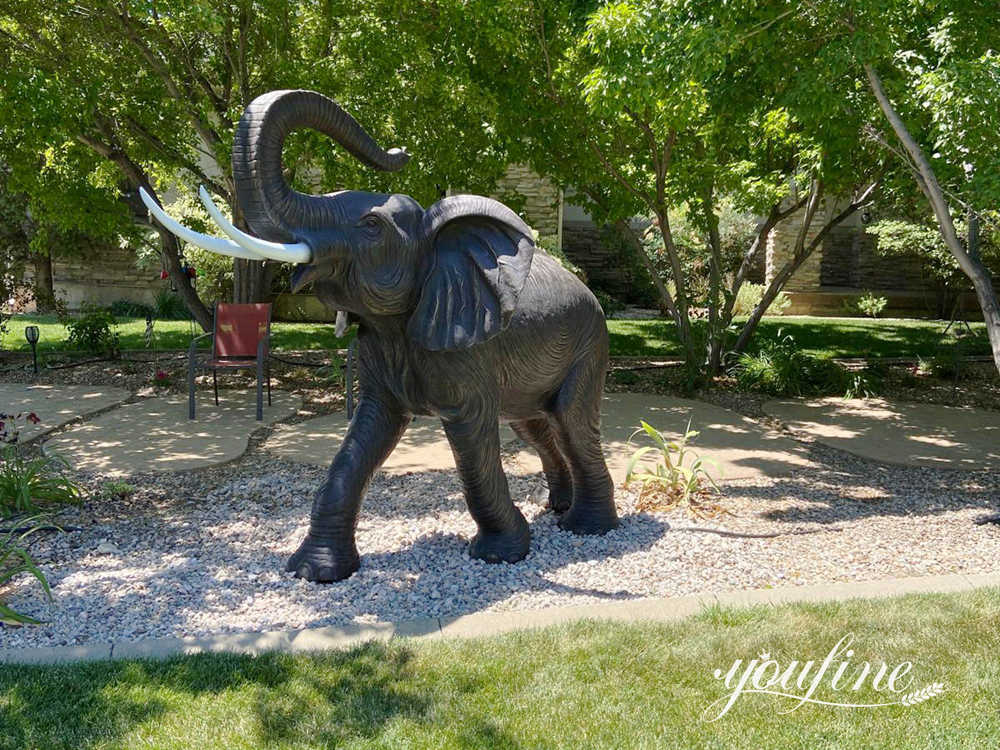 United States client feedback showing the installed bronze elephant sculpture