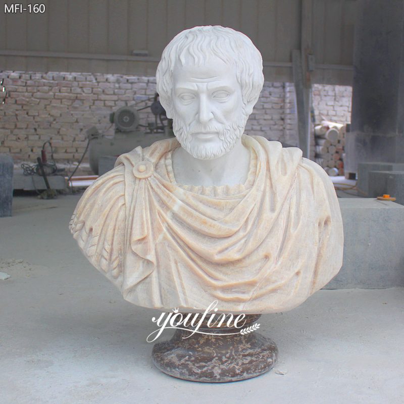 Busto di Aristotele in marmo scolpito a mano – Statua classica del filosofo in pietra naturale