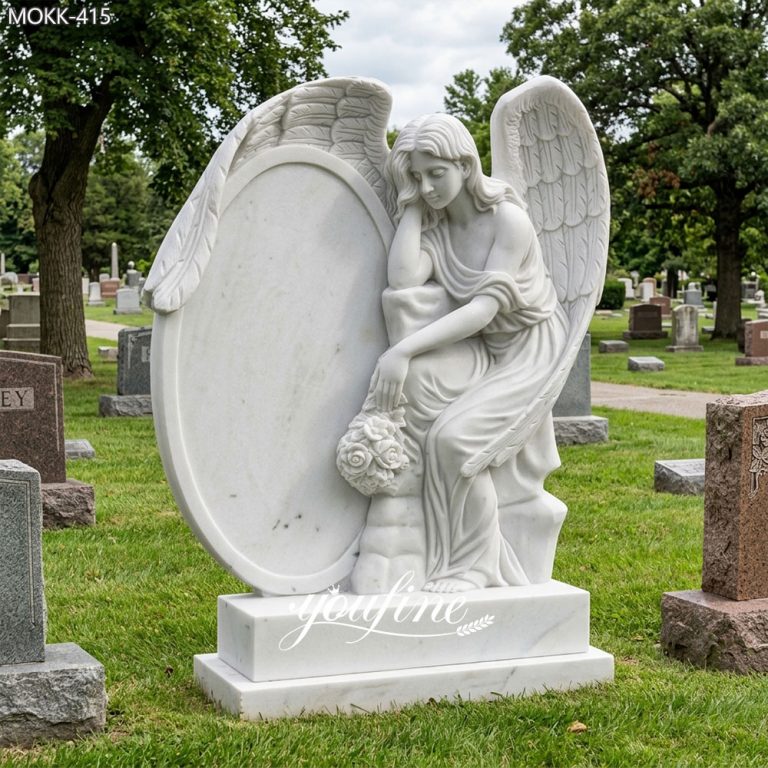 Memorial Angel with Oval Plaque Headstone MOKK-415