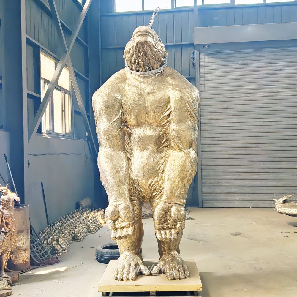 Standing gorilla sculpture polished finish