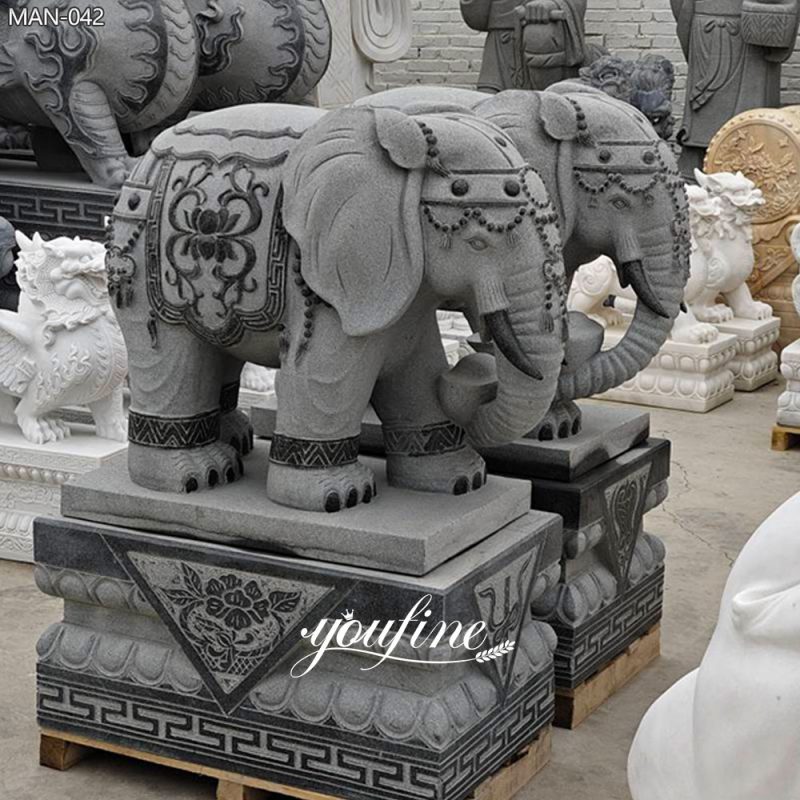 Estatua de elefante de granito negro