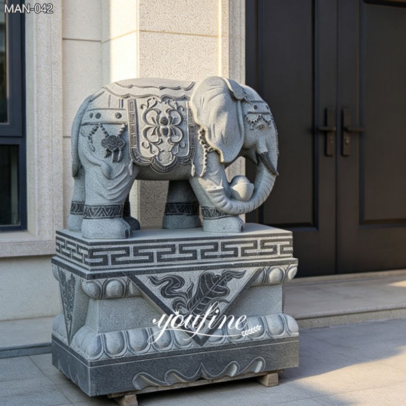 Estatua de elefante de granito negro para exteriores