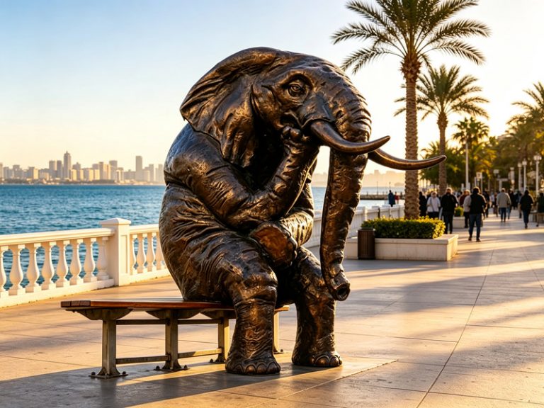 Custom Bronze Elephant Bench Sculpture BOK-50