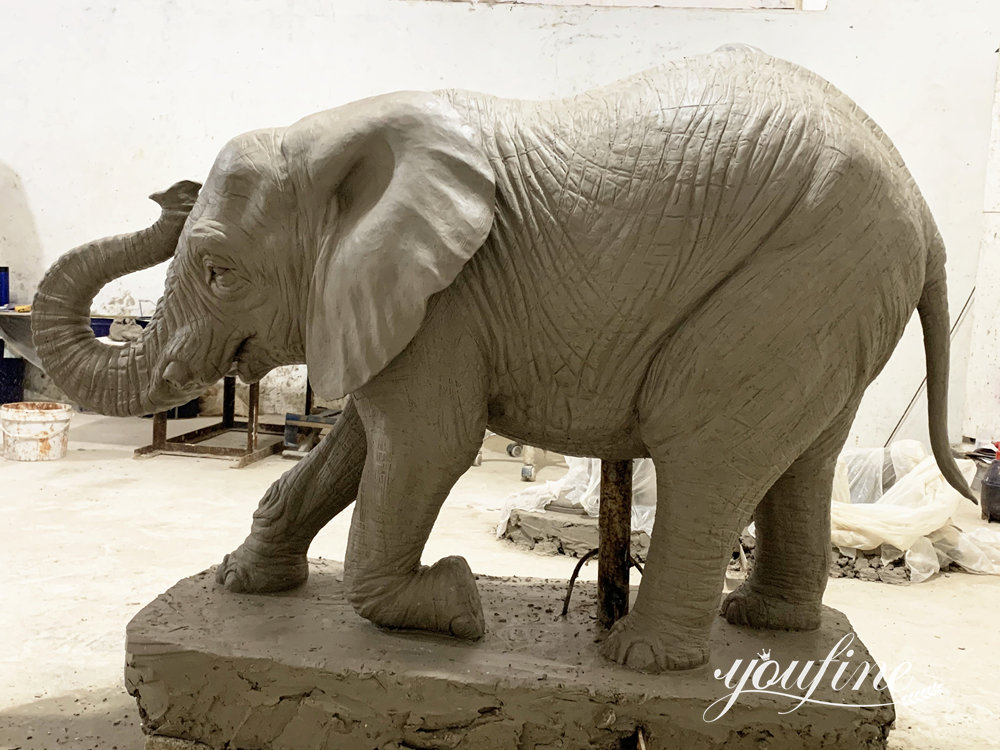 Full clay model of the custom elephant statue before bronze casting